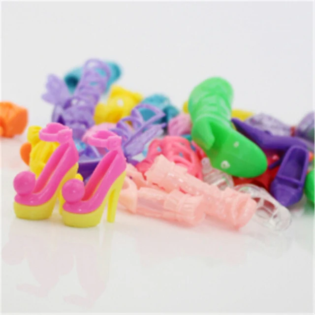 20PCS=10 pairs Girl Baby Colorful High Heels Sandals Accessories For   Doll Shoes Clothes Dress Prop Best Gift Toys 5