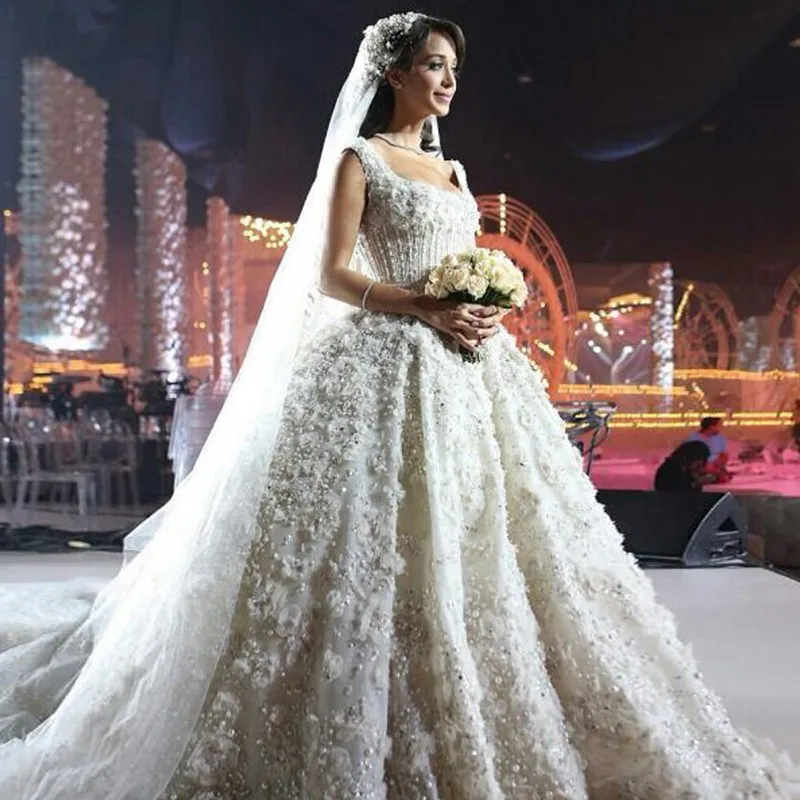 Роскошные Аппликации Бисероплетение суд Поезд свадебное платье элегантный пол длина бальное платье vestidos De Novia изготовление на заказ