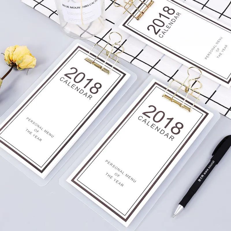 Cute White Menu 2018 Small Desktop Calendar Planner Table