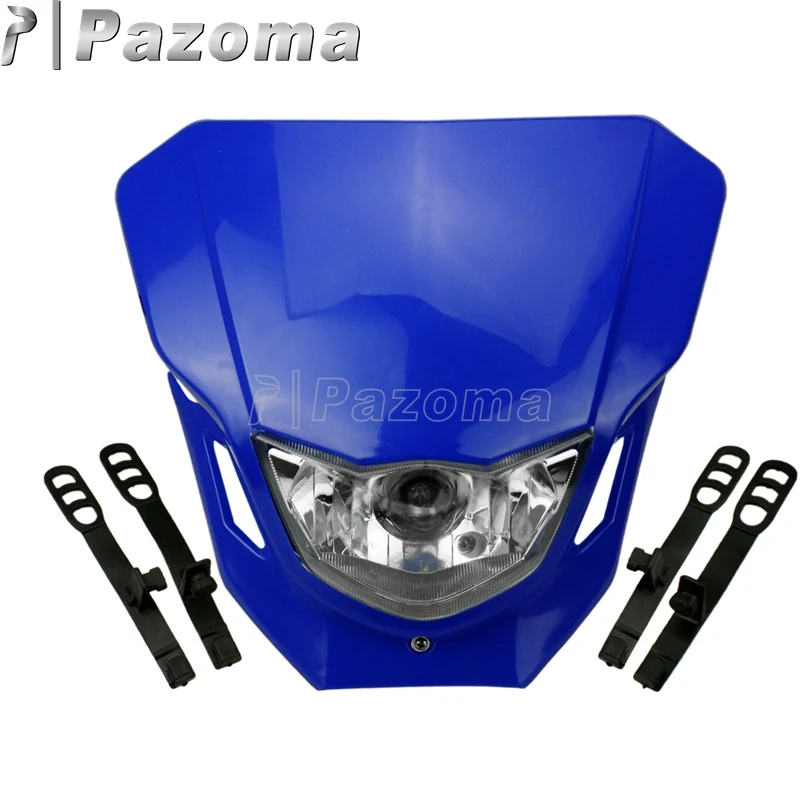 

Pazoma Blue Dirt Bike Off Road Headlamp Head Light Motorcycle Universal Headlight for Yamaha YZ TTR WR XT 125 250 450 250F 600