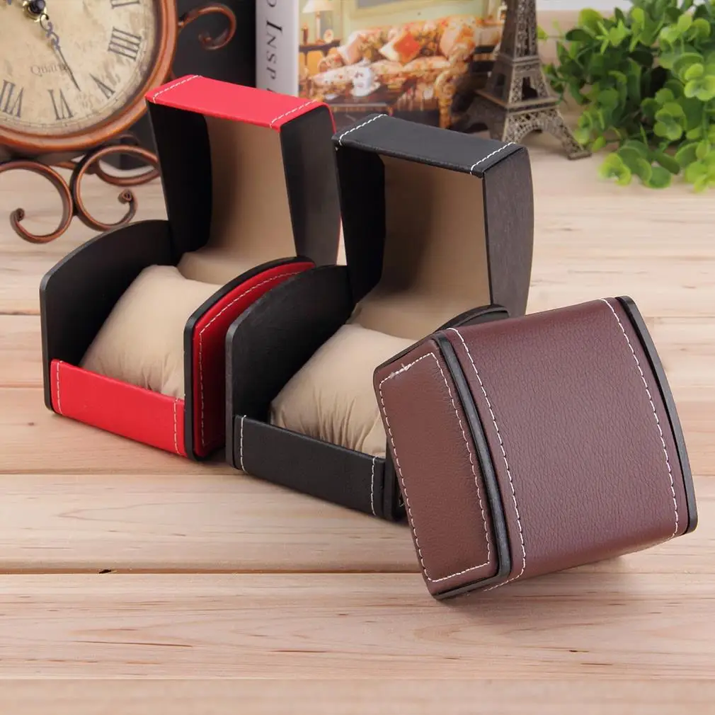 

New Luxury Watch Box Display Case Gift Boxes Genuine Leather Watch Box with Pillow Watch Packaging For Bangle Ring Earrings