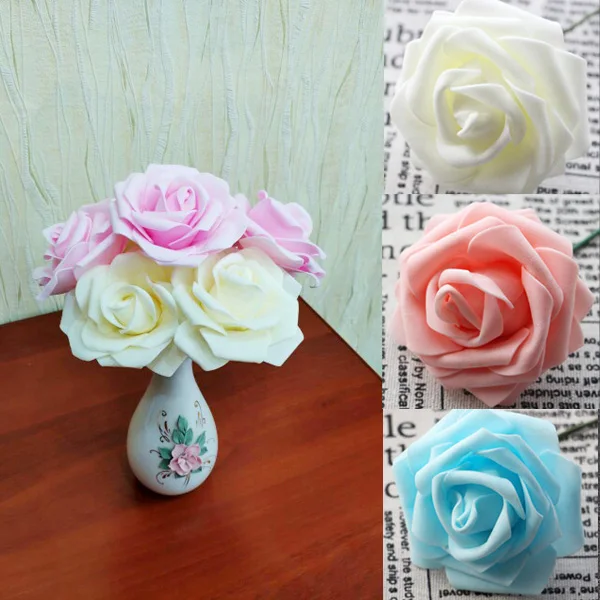 

8CM Pretty Charming Artificial Flowers PE Foam Rose Flowers Bride Bouquet Home Wedding Decor Scrapbooking DIY Supplies 10 Heads