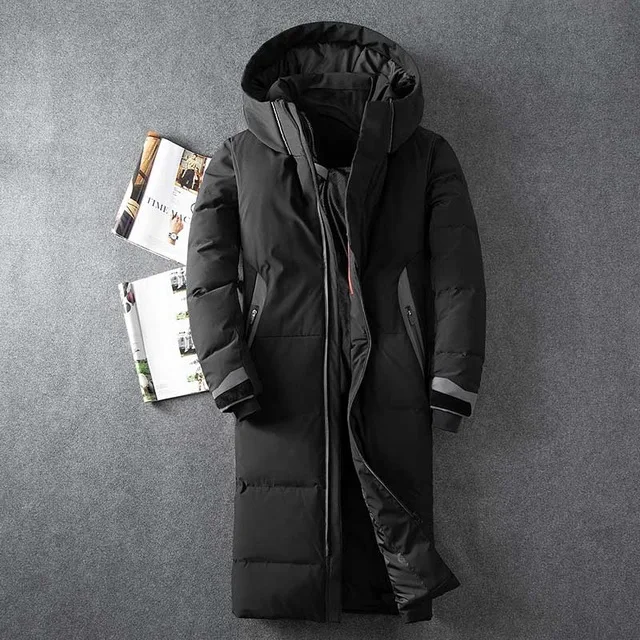 Новое поступление, мужская куртка на белом утином пуху, осенне-зимнее теплое пальто с капюшоном, Мужская Сверхлегкая куртка на утином пуху, ветрозащитная парка 8013 - Цвет: 8013 Black