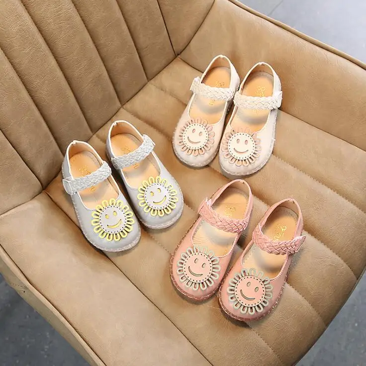 

2019 Spring autumn Children girls sun flower shoes Girls Shoes Flat princess Shoes 3colors 21-30 1903 TX05