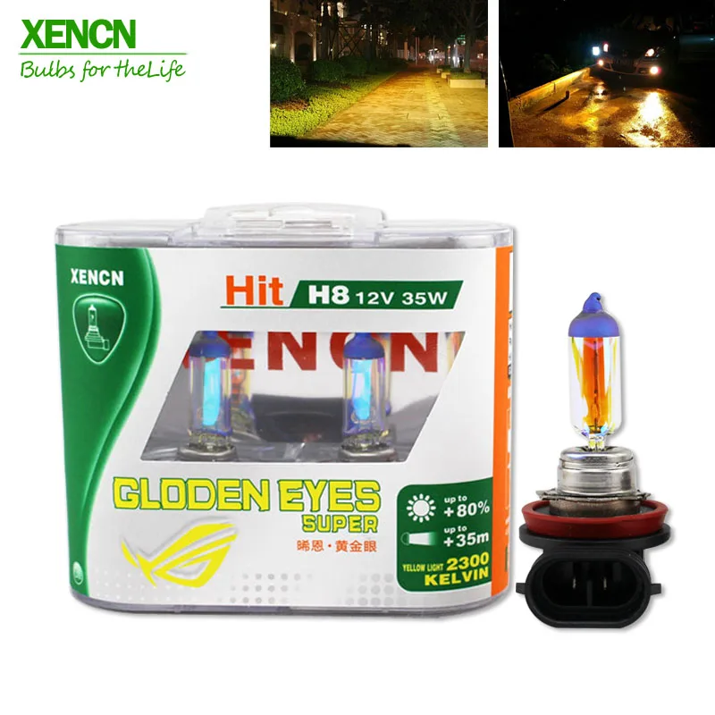 XENCN H8 12V 35W 2300K Golden Eyes Super Yellow Light Germany Quality Halogen Car Bulbs Visibility