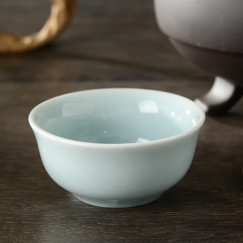 Китайская керамическая чайная чашка из селадона 1 шт., Dingyao чайный набор кружка для Пуэра, набор керамической печи высшего класса, китайская фарфоровая посуда, чайные чашки