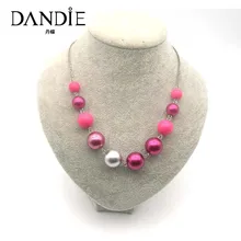 Collar y colgantes Dandie 2020 de moda, Collar de cuentas de acrílico rosa y plateado, Collar gargantilla Vintage para mujer