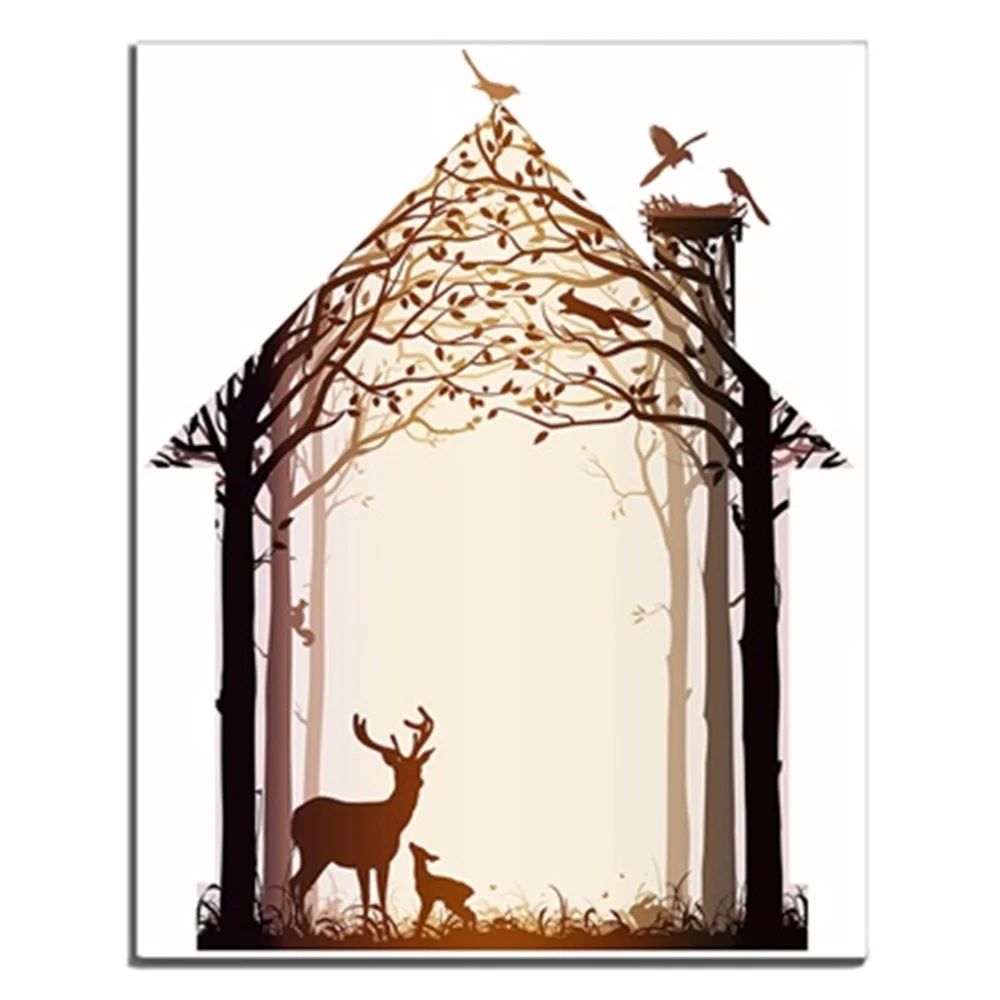 

Pastoral Nature Style Deer New American Style Fresh Frameless Canvas Oil Painting Poster Living Room Bedroom Unique Gift On Wall