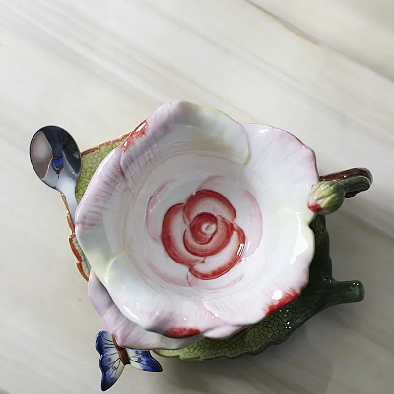 

2018 Newest Creative Ceramic Coffee Cups With Saucer Tea Milk Cup Set with spoon Drinkware-Z0023