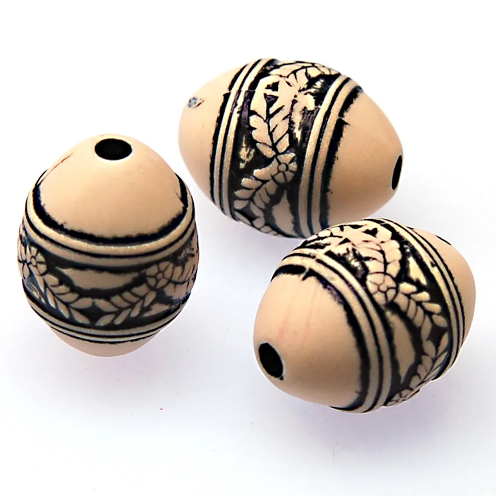 

Miasol 20 Pcs/Lot Acrylic Antique Design Plastic Oval Vintage Bead With Olive Branch Carving Charm Beads For Diy Jewelry Making