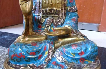 

17 INCH Tibet Bronze cloisonne Bodhisattva Kwan-Yin Guan Yin Buddha Statue