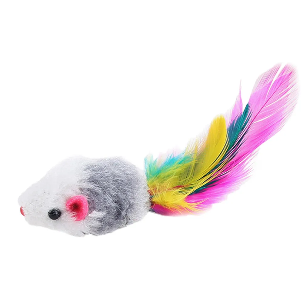 Furry Mouse Cat Kitten Real Fur Gravel Sounds Cute Toy Faux Mice Cat Toys