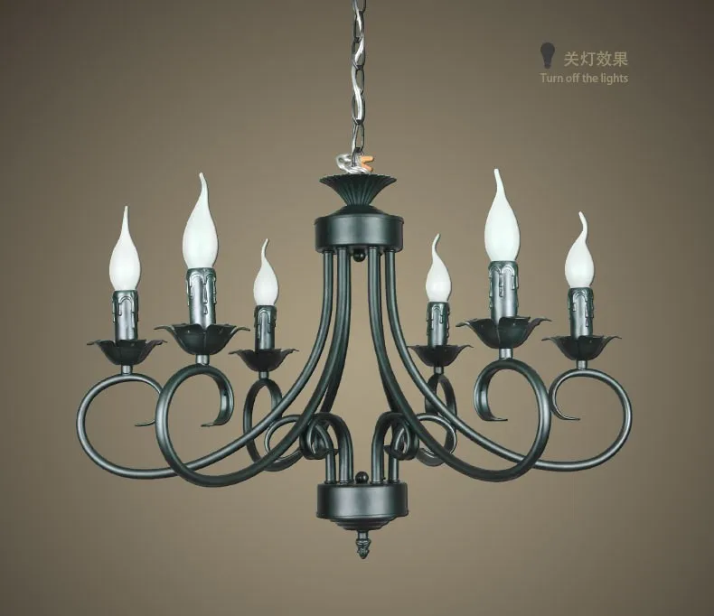 For-foyer-dinning-room-Modern-vintage-6-arms-classical-Iron-matt-black-candle-light-chandelier (4)