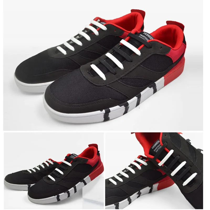 New 3 Sets 16 Roots Unisex Adults Womens Mens Fashion No Tie Elastic Silicone Shoelaces Flat Shoes Footwear Recreational Running