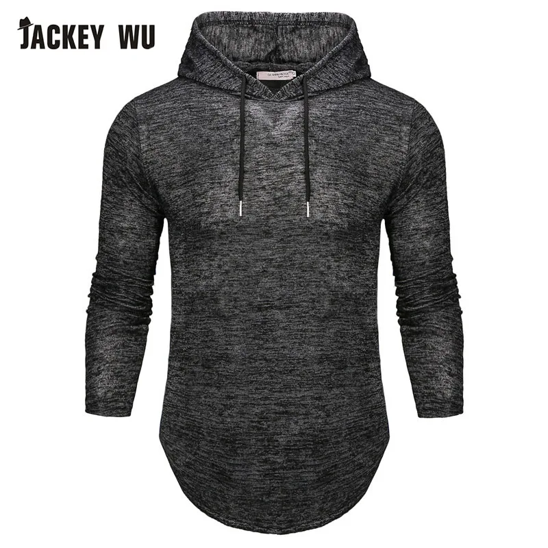 JACKEYWU бренд Для мужчин футболка 2019 модное бамбуковое волокно дышащая длинные толстовка с окантовкой с длинными рукавами Повседневная