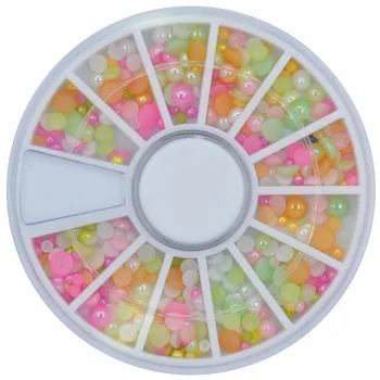 12 Colors Nail Rhinestones Acrylic  3D Diy Design Biutee Nail Art Decoration Half Round Pear  (ZH70)