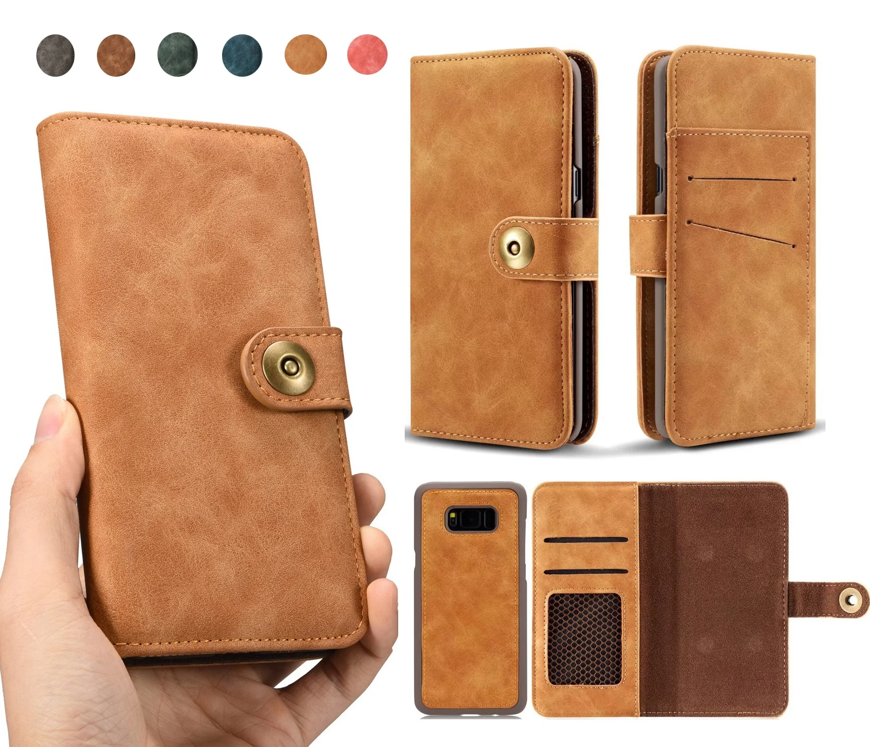 

Removable Back Leather Cover for Samsung Galaxy S10 S10e S10 Plus NOTE 9 8 S8 S9 Plus S7 Edge Card Flip Multi-functional Case