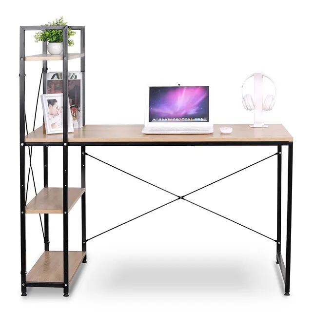 Us 80 13 25 Off Portable Corner Computer Desk For Small Spaces With Wood 4 Shelves Storage Office Home Desks Laptop Table In From
