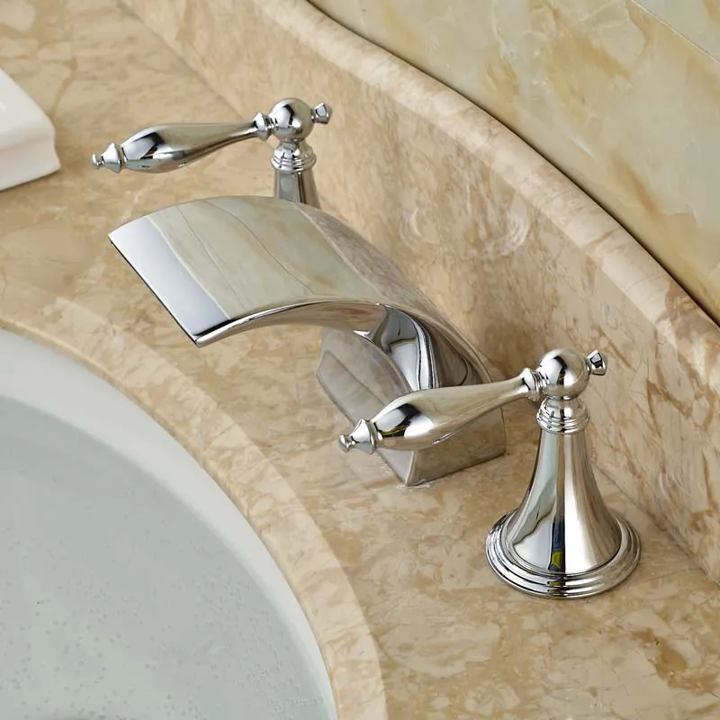 Dual Handles Three Holes High Quality Brass Chrome Vessel Sink Water