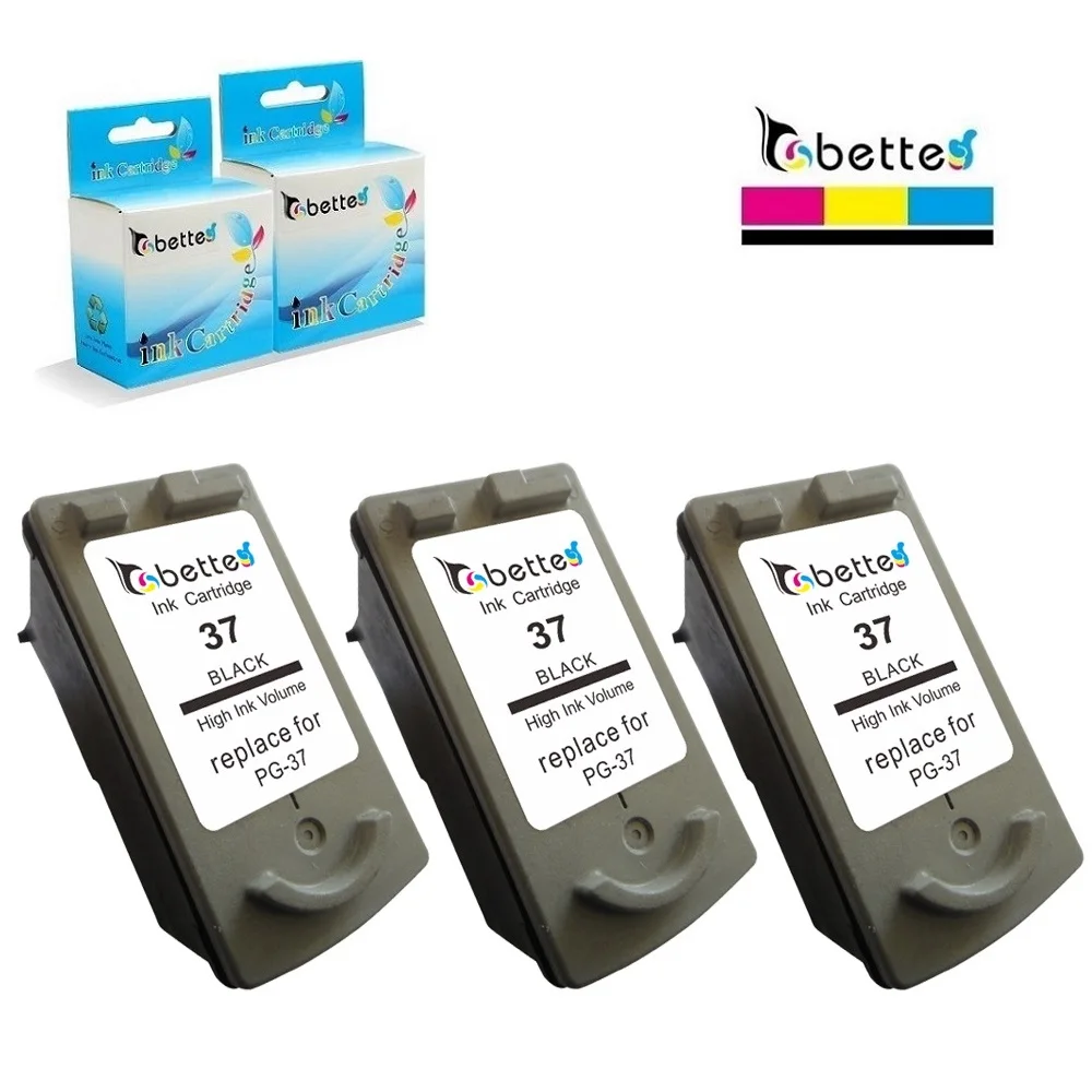 3 Packs,Black PG37 Print Ink Cartridges for Canon PG 37 PG 37 Printers Pixma IP1800 IP1900