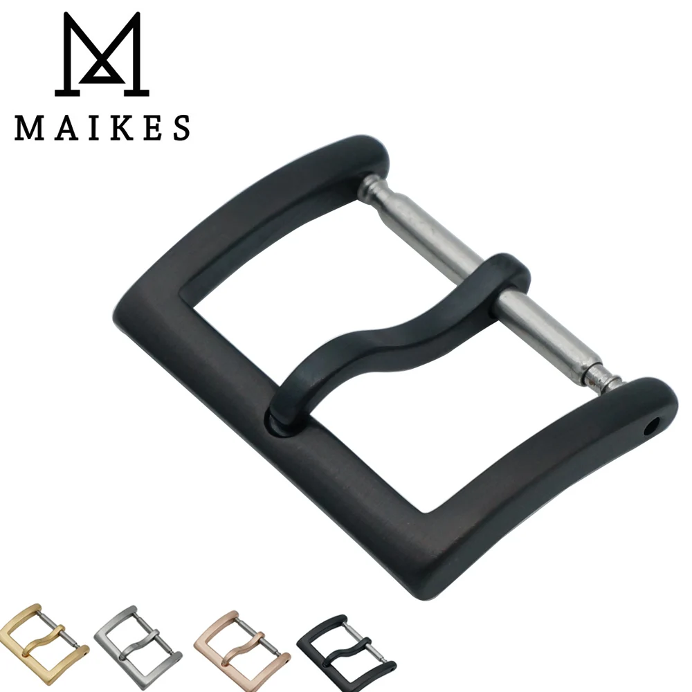 

MAIKES New Arrival 16mm 18mm 20mm 316L Stainless Steel Black Watch Buckle Leather Strap Band Watch Clasp WATCH-BUTTOM