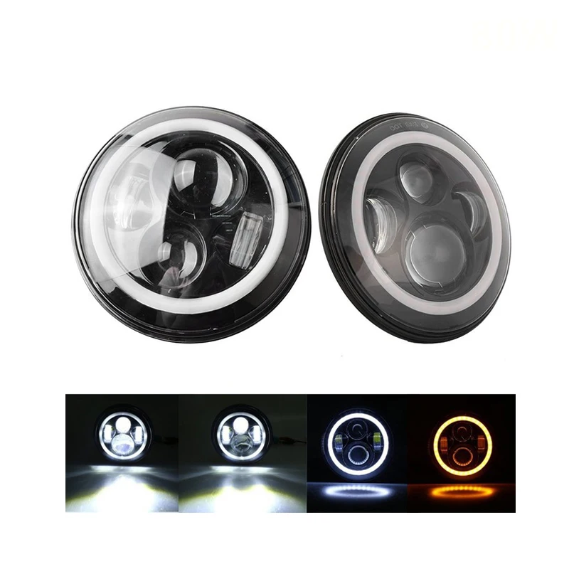 

7Inch Round Led Headlight for 97-15 Jeep Wrangler with Halo Angel Eye & DRL & Turn Signal Lights for Jeep JK LJ CJ Hummer H1 H2