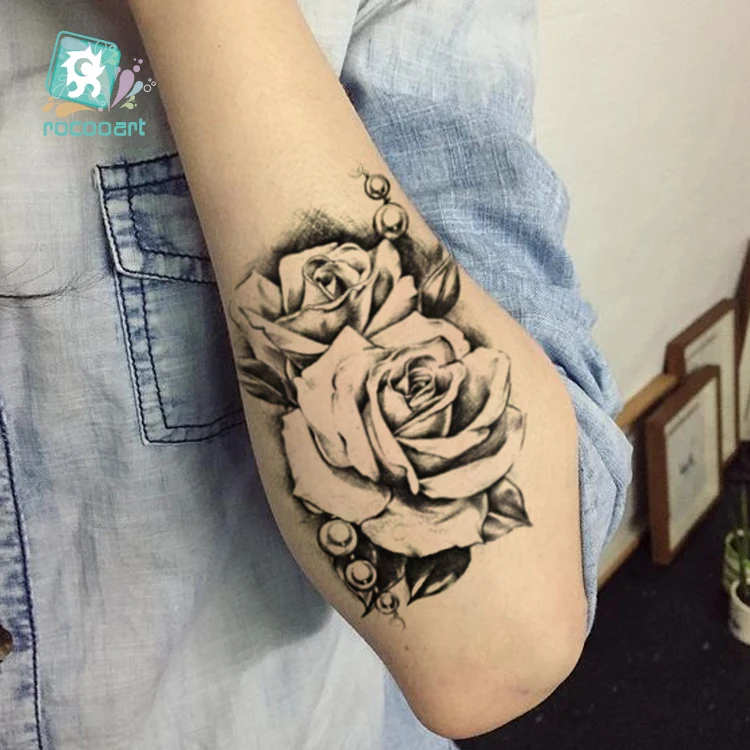 Us 079 56 Offrocooart New Sketch Rose Waterproof Fake Tattoo Taty For Women Men Temporary Tattoo Sticker Back Arms Flash Tatoo Henna Tatuaje In