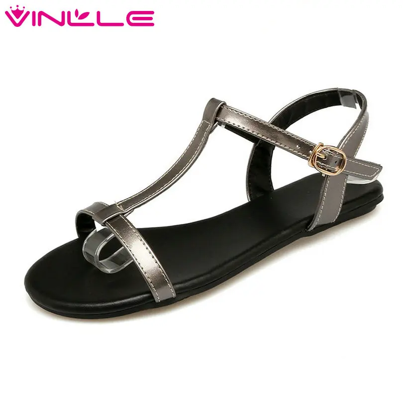 

VINLLE 2018 Women Sandals Women Shoes Platform Low Heel Casual PU Leather Slingback Summer Buckle Women Sandals Size 34-43