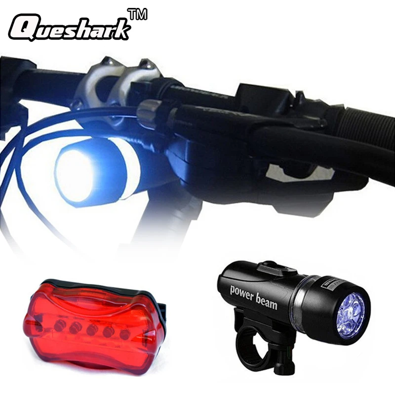 MTB Bike Headlight Taillight Set Waterproof Flashlight Lamp for Bicycle Black