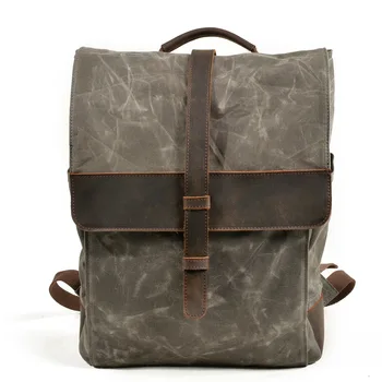 

Retro Wax Canvas Men's Bag Outdoor Travel Shoulder Backpack Men's Waterproof Sports Student Bag