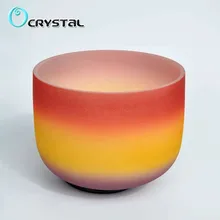 

8" Note C Root Chakra Rainbow Colored Frosted Quartz Crystal Energy Healing Singing Bowl