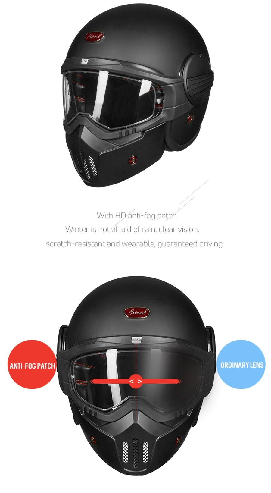 1 шт Профессиональные 3/4 очки для лица винтажные съемные Кафе Racer Ретро Маска СТЕКЛОВОЛОКНО мотоциклетный шлем для мотокросса