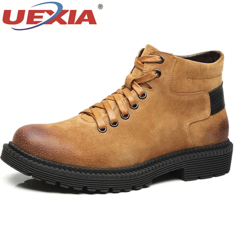 

UEXIA Leather Men Boots Autumn/Winter Ankle Boots Martin Boots Outdoor Working High Top Shoes Casual Male Shoes Party&Wedding