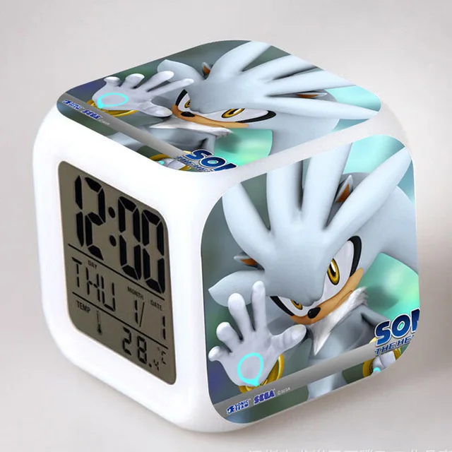 Sonic the Hedgehog светодиодный Будильник хвосты Miles Prower часы reloj despertador цифровые часы Dr. Robotnik horloge digitale Saat - Цвет: Светло-серый