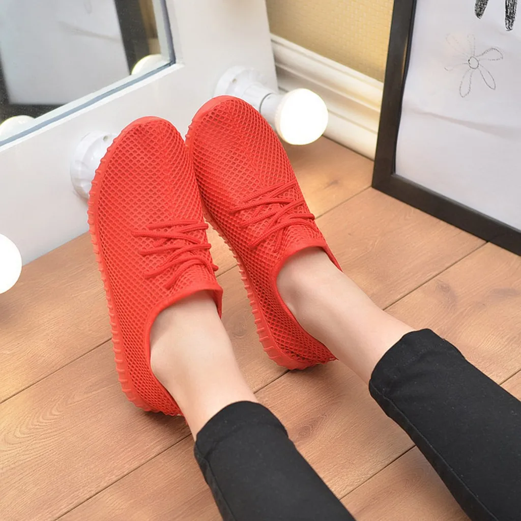 

2019 Women's Ladies Vulcanize Shoes woman Casual Lace-up Anti-Slip Sport Walking Sneakers Running Soft Shoes Female Women Flats