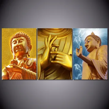 

3 Pcs/Set Framed HD Printed Golden Buddha Image Art Picture Wall Art Canvas Print Decor Poster Canvas Oil Painting