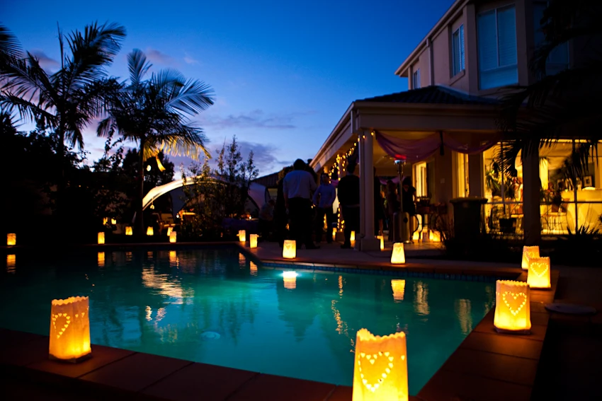 20 Large Hearts Wedding Outdoor Path Tea Light Candle White Paper Bag Lantern