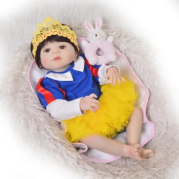 

23'' 57 cm Reborn Baby Doll Full Body Silicone newborn real touch realistic girl tutu dress handmade Doll Children's Day toys