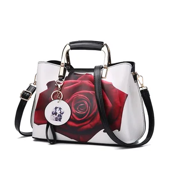 

Handbag Fashion Style Female Painted Shoulder Bags for women 2018 Flower Pattern Messenger Bag Leather Casual Tote Evening Bag