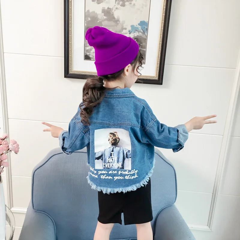

DFXD New Children Spring Denim Jacket 2019 Cotton Long Sleeve Cartoon Jeans Coats Kids Clothes Girls Fashion Outwear For 2-8Yrs