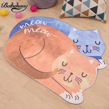 

beibehang Children's cartoon thickened cat mats bathroom kitchen door mats closet living room bedroom coffee table carpet mats