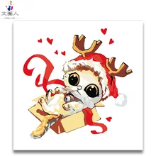 Рождественская Кошка Цифровая картина маслом цифры милые животные холст, масляная краска нарисованные красками по номерам с пакетом для детей