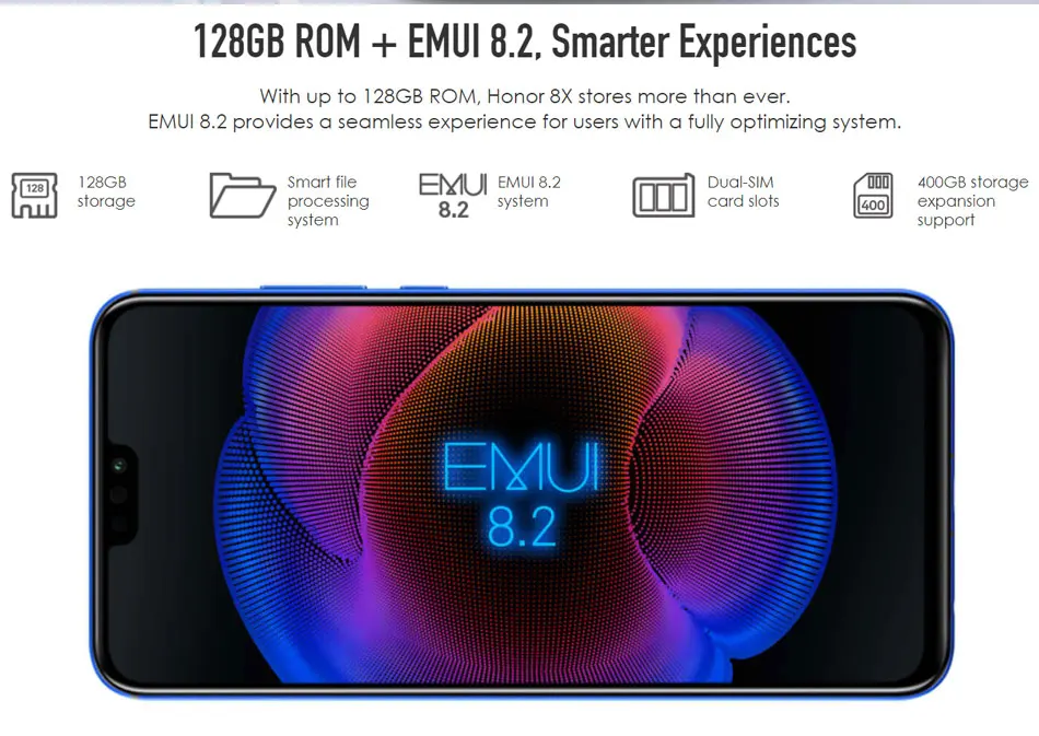 6,5 дюймовый мобильный телефон Honor 8X6 GB 128 GB, Восьмиядерный, камера 20 МП, восьмиядерный смартфон 3750mAh 4G LTE