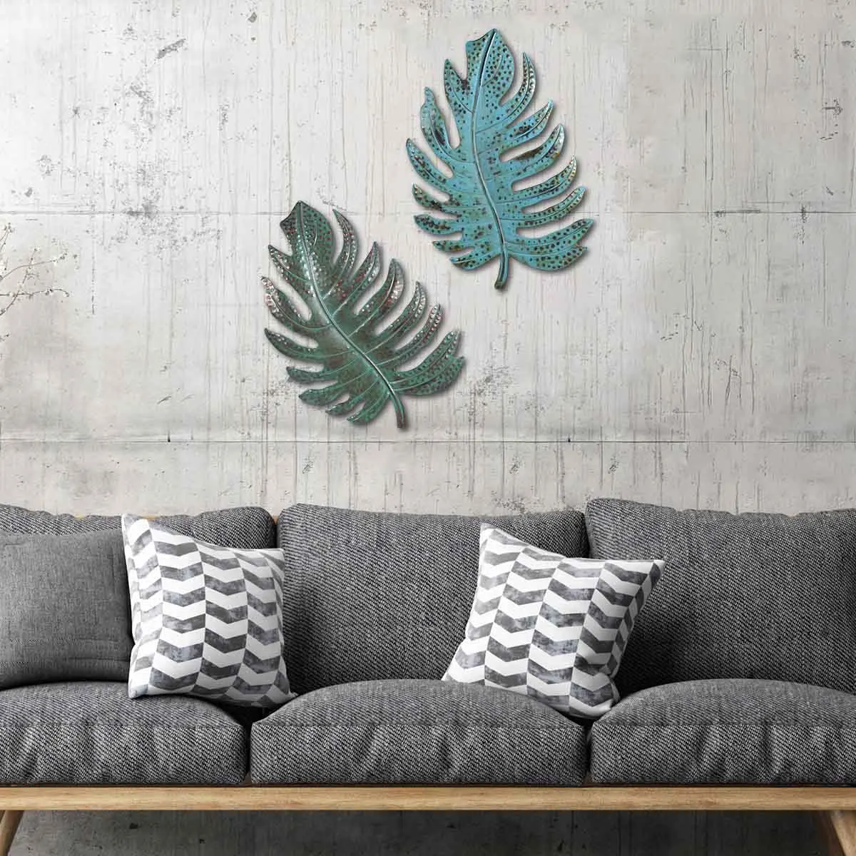 Decor Blue Leaf Wall Art Iron Wall Art Iron Leaf Decor