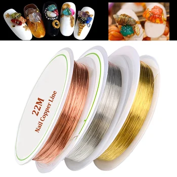 

Gold Silver Rose Nail Art Copper Wire Line Strping Tape 22M DIY Manicure 3D Nail Art Sticker Decoration Tool