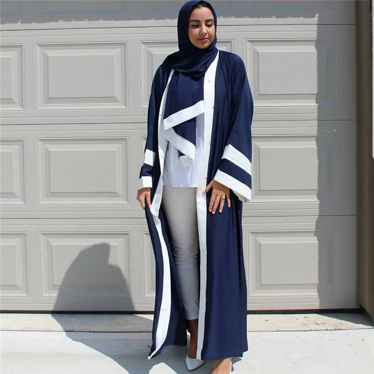 2019 Новое повседневное мусульманское платье в полоску абайя шарф кардиган длинные халаты кимоно Рамадан Ближний Восток тюбэ обслуживание