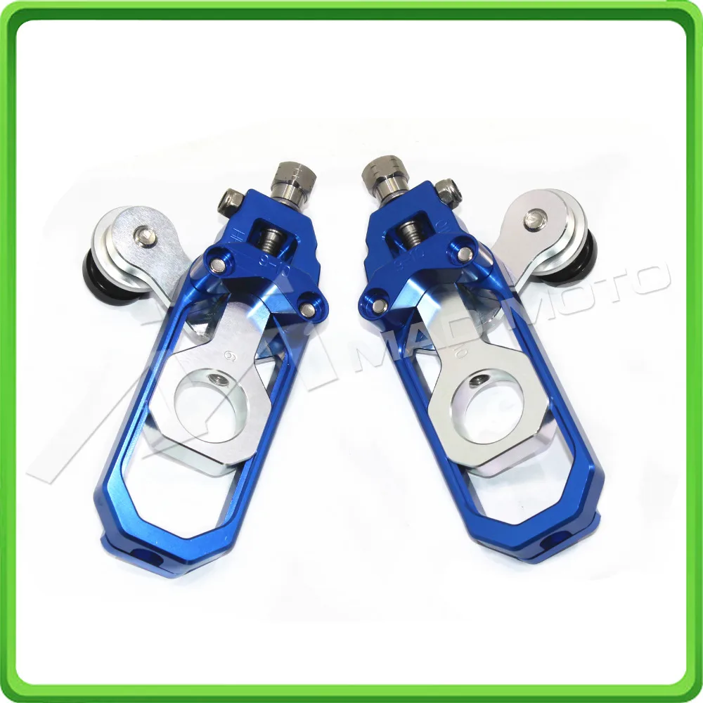 Motorcycle Chain Tensioner Adjuster with bobbins fit for HONDA CBR 600 RR CBR600RR 2005 2006 2007 2008 2009 2010 Blue & Silver (4)