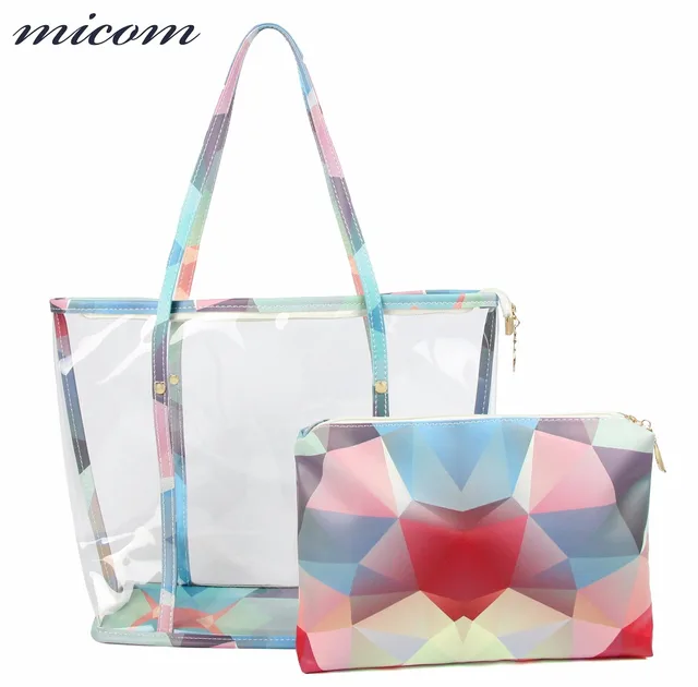handbags material pvc Women Fashion Tote Bags Beach Transparent Handbag Micom