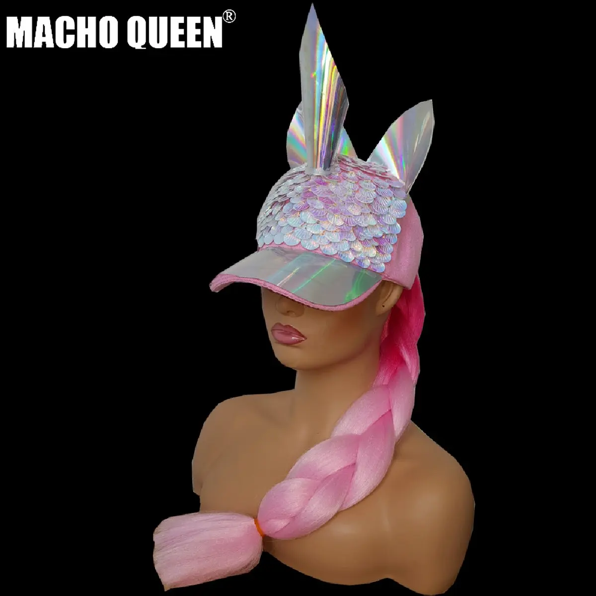 

Burning Man Rave Costumes Holographic Mermaid Unicorn Cap Hat Party Supplies Gifts Wear Festival Clothes Outfits Stage Gear Show