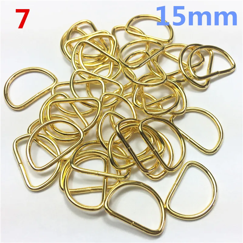 7 15mm gold  Unwelded Leather Bags Metal Crafts D Rings
